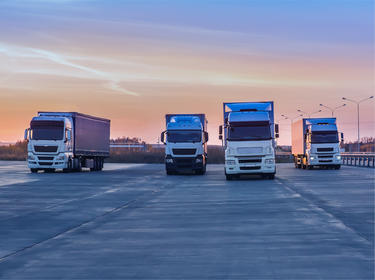 Trucks in a parking lot